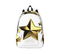 RLDOBOFE Rucksack für Damen und Herren, leicht, lässig, Reisen, Tagesrucksack, goldfarbener Stern, Leinen, Laptop-Rucksack, niedliche Arbeitstasche, Schwarz, S