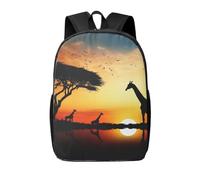 RLDOBOFE Rucksack für Damen und Herren, leicht, lässig, Reisen, Tagesrucksack, goldgelbe Sonnenblume, Laptop-Rucksack, niedliche Arbeitstasche, Giraffe Sonnenuntergang, EinheitsgröÃŸe