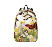 RLDOBOFE Rucksack für Damen und Herren, leicht, lässig, Reisen, Tagesrucksack, Gruppe von Schmetterlingen, Segeltuch, Laptop-Rucksack, niedliche Arbeitstasche, Schwarz, M