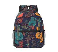 RLDOBOFE Rucksack für Damen und Herren, leicht, lässig, Reisen, Tagesrucksack, Halloween, Orange, Laptop-Rucksack, niedliche Arbeitstasche, Gitarren-Muster, EinheitsgröÃŸe