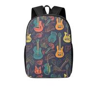 RLDOBOFE Rucksack für Damen und Herren, leicht, lässig, Reisen, Tagesrucksack, Halloween, Orange, Laptop-Rucksack, niedliche Arbeitstasche, Gitarren-Muster, EinheitsgröÃŸe