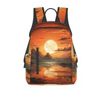 RLDOBOFE Rucksack für Damen und Herren, leicht, lässig, Reisen, Tagesrucksack, handgezeichnetes Muster, Laptop-Rucksack, Arbeitstasche, Orange Querformat, EinheitsgröÃŸe