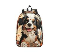 RLDOBOFE Rucksack für Damen und Herren, leicht, lässig, Reisen, Tagesrucksack, Happy Puppy Segeltuch, Laptop-Rucksack, niedliche Arbeitstasche, Schwarz, M