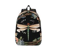 RLDOBOFE Rucksack für Damen und Herren, leicht, lässig, Reisen, Tagesrucksack, Lmage of Libellenkranz, Segeltuch, Laptop-Rucksack, Arbeitstasche, Schwarz, S