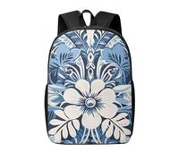 RLDOBOFE Rucksack für Damen und Herren, leicht, lässig, Reisen, Tagesrucksack, Mops, Blume, Laptop-Rucksack, niedliche Arbeitstasche, Helles Indigo-Muster, traditionelles Muster, EinheitsgröÃŸe