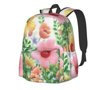 RLDOBOFE Rucksack für Damen und Herren, leicht, lässig, Reisen, Tagesrucksack, Reiher-Laptop-Rucksack, Arbeitstasche, Happy Flower, EinheitsgröÃŸe