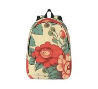 RLDOBOFE Rucksack für Damen und Herren, leicht, lässig, Reisen, Tagesrucksack, Retro-Blume, Leinen, Laptop-Rucksack, niedliche Arbeitstasche, Schwarz, S