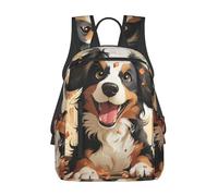 RLDOBOFE Rucksack für Damen und Herren, leicht, lässig, Reisen, Tagesrucksack, rote Rosen und Sterne, Laptop-Rucksack, Arbeitstasche, Happy Puppy, EinheitsgröÃŸe