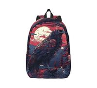 RLDOBOFE Rucksack für Damen und Herren, leicht, lässig, Reisen, Tagesrucksack, roter Falke, Leinen, Laptop-Rucksack, niedliche Arbeitstasche, Schwarz, S