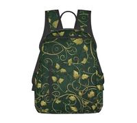 RLDOBOFE Rucksack für Damen und Herren, leicht, lässig, Reisen, Tagesrucksack, schwarzer chinesischer Drache, Laptop-Rucksack, Arbeitstasche, Gelbe Blätter und Ranken, EinheitsgröÃŸe