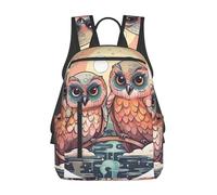 RLDOBOFE Rucksack für Damen und Herren, leicht, lässig, Reisen, Tagesrucksack, schwarzer chinesischer Drache, Laptop-Rucksack, Arbeitstasche, Zwei Eulen auf dem Wasser, EinheitsgröÃŸe