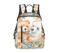 RLDOBOFE Rucksack für Damen und Herren, leicht, lässig, Reisen, Tagesrucksack, schwarzer chinesischer Drache, Laptop-Rucksack, Arbeitstasche, Zwei Bären in einer Girlande, EinheitsgröÃŸe