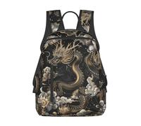 RLDOBOFE Rucksack für Damen und Herren, leicht, lässig, Reisen, Tagesrucksack, schwarzer chinesischer Drache, Laptop-Rucksack, Arbeitstasche, Schwarzer chinesischer Drache, EinheitsgröÃŸe