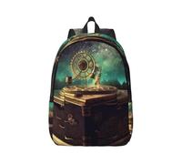 RLDOBOFE Rucksack für Damen und Herren, leicht, lässig, Reisen, Tagesrucksack, Traummusikbox, Segeltuch, Laptop-Rucksack, niedliche Arbeitstasche, Schwarz, M