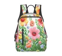 RLDOBOFE Rucksack für Damen und Herren, leicht, lässig, Reisen, Tagesrucksack, verliebte Pferde, Laptop-Rucksack, Arbeitstasche, Happy Flower, EinheitsgröÃŸe