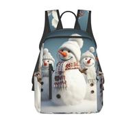 RLDOBOFE Rucksack für Damen und Herren, leicht, lässig, Reisen, Tagesrucksack, verliebte Pferde, Laptop-Rucksack, Arbeitstasche, Happy Snowman, EinheitsgröÃŸe