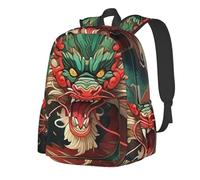 RLDOBOFE Rucksack für Damen und Herren, leicht, lässig, Reisen, Tagesrucksack, Weltkarte, Laptop-Rucksack, Arbeitstasche, Drache zeigt Zähne, EinheitsgröÃŸe