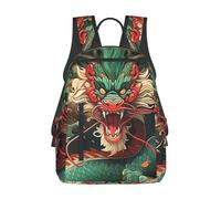 RLDOBOFE Rucksack für Damen und Herren, leicht, lässig, Reisen, Tagesrucksack, Weltkarte, Laptop-Rucksack, Arbeitstasche, Drache zeigt Zähne, EinheitsgröÃŸe