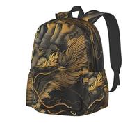 RLDOBOFE Rucksack für Damen und Herren, leicht, lässig, Reisen, Tagesrucksack, Weltkarte, Laptop-Rucksack, Arbeitstasche, Drache im Linien-Stil, EinheitsgröÃŸe