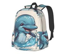 RLDOBOFE Rucksack für Damen und Herren, leicht, lässig, Reisen, Tagesrucksack, Weltraum, Planeten, Laptop-Rucksack, Arbeitstasche, Happy Dolphin Cartoon, EinheitsgröÃŸe