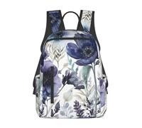 RLDOBOFE Rucksack für Damen und Herren, leicht, lässig, Reisen, Tagesrucksack, zwei Kaninchen, Tee, Laptop-Rucksack, Arbeitstasche, Lila Tintenblume, EinheitsgröÃŸe