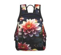 RLDOBOFE Rucksack für Damen und Herren, leicht, lässig, Reiserucksack, Flamingo-Muster, Viele Blumen, Taille unique, Tagesrucksack