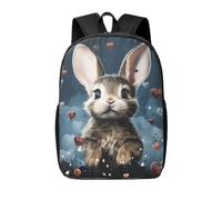 RLDOBOFE Rucksack für Damen und Herren, leicht, lässig, Reiserucksack, Laptop-Rucksack, niedliche Arbeitstasche, In Herzform und Hase, Taille unique, Tagesrucksack