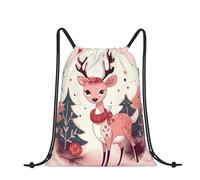 RLDOBOFE Rucksack mit Kordelzug, Turnbeutel, Kordelzug, Rucksack, handgezeichneter Eisbär, Kordelzugbeutel für Reisen, Kiefern und Hirsche, EinheitsgröÃŸe