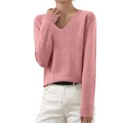 RLEHJN Black Friday Wollpullover Damen, Oversize Strickpullover Baumwolle Pullover Lose Langarmshirt Winter Strickpulli Basic Wickelpullover Elegant Damenmode Langarm Oberteile Casual Winterpullover