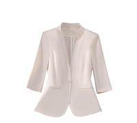 RLEHJN Blazer Damen Elegant Kurzblazer Jacke EIN-Knopf-Blazer mit Stretch und Reverskragen Longblazer Elegante vorne offene Business Sakko Sportliche Stretchjacke mit Taschen