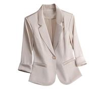 RLEHJN Blazer Damen Elegant Kurzblazer Jacke EIN-Knopf-Blazer mit Stretch und Reverskragen Longblazer Elegante vorne offene Business Sakko Sportliche Stretchjacke mit Taschen