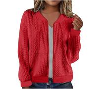 RLEHJN Bluse Damen Elegant Oberteile Langarm V-Ausschnitt Pullover Hemd LäSsig Damenblusen AusgehöHlte Spitze Bestickt Top Shirts Schicke ReißVerschluss Manschetten Blusen Hemden Einfarbig Tops