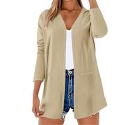 RLEHJN Cardigan Damen Sommer,Leichte Strickjacke Hemdjacke Große Größen Shirtjacke Frühlingsjacke Dünne Jacke Sommermantel Leicht Oberteil Elegant Casual Sweatjacke Lang Oversize Sommerkleidung