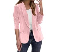 RLEHJN Cord Blazer Damen Tailliert Cordblazer aus Wildlederimitat Kurz Cordjacke Damen Gefüttert mit Knöpfen Lässige Kunstwildleder Blazer Elegant Anzugjacken Revers Strickjacke Übergangsjacke