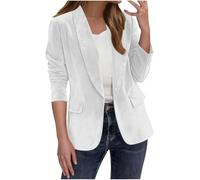 RLEHJN Cord Blazer Damen Tailliert Cordblazer aus Wildlederimitat Kurz Cordjacke Damen Gefüttert mit Knöpfen Lässige Kunstwildleder Blazer Elegant Anzugjacken Revers Strickjacke Übergangsjacke