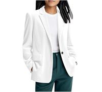 RLEHJN Damen Blazer Einfarbig Cord-Button-Down-Mantel mit LäSsigem V-Ausschnitt und Langen äRmeln, Blusen mit Label-Kragen und Taschen Casual Business Jacke Einfarbig Sweatjacke