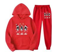 RLEHJN Damen Weihnachts Jogginganzug Zweiteiler Lustig Xmas Trainingsanzug Warm Kuschelig Kapuzenpullover mit Weihnachtsbaum Druck Jogginghose Oversize Freizeitanzug Sportanzug Homewear Outfit Set