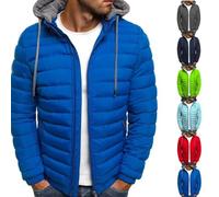 RLEHJN Daunenjacke Herren Winter, Steppjacke Herren Leichte Einfarbig Wattierte Winterjacke mit Kordelzug Outdoor, Softshelljacke Baumwolle Kleidung, Übergangsjacke für Wandern Reisen Treking Fahrrad