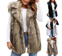 RLEHJN Fellweste Damen Plush Lange Faux Pelzmantel Einfarbige Dicke Warme Weste Ärmellos Teddy Weste Damen Kuschelig Winterjacke Fleecejacke Übergangsjacke Teenager Mädchen Winterweste Cardigan