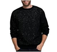 RLEHJN Herren Glitzer Sweatshirt,Pailletten Hoodie Kapuzenpullover Baumwolle Freizeit Hoodies Winter Glitzer Sweatshirt Warm Langarmshirt Komfort Herrenpullover Einfarbig Winterpullover