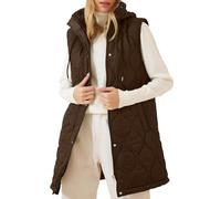 RLEHJN Leichte Steppweste Damen Lang mit Kapuze Warme Gefütterter Ärmelloser Westen Herbst Winter Daunenweste Übergangsweste Winterjacke Longweste Leichte Warm Gesteppt Reißverschluss Pufferjacke