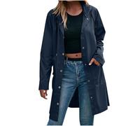 RLEHJN Regenjacke Damen Wasserdicht Lang Regenmantel üBergangsjacke Schnell Trocken Windbreaker Radfahren Sport Packbare Jacke Loose Fit Sonnenschutz Hoodie Damen Winddicht Laufen Regenmantel
