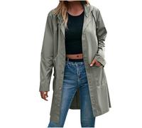 RLEHJN Regenjacke Damen Wasserdicht Lang Regenmantel üBergangsjacke Schnell Trocken Windbreaker Radfahren Sport Packbare Jacke Loose Fit Sonnenschutz Hoodie Damen Winddicht Laufen Regenmantel