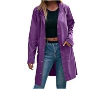RLEHJN Regenjacke Damen Wasserdicht Lang Regenmantel üBergangsjacke Schnell Trocken Windbreaker Radfahren Sport Packbare Jacke Loose Fit Sonnenschutz Hoodie Damen Winddicht Laufen Regenmantel