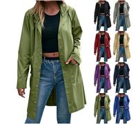 RLEHJN Regenjacke Damen Wasserdicht Lang Regenmantel üBergangsjacke Schnell Trocken Windbreaker Radfahren Sport Packbare Jacke Loose Fit Sonnenschutz Hoodie Damen Winddicht Laufen Regenmantel