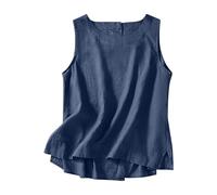 RLEHJN Tank Top Damen,Elegant Sommer Mode Bluse Oberteil Lässig Tshirt Musselin Leinenbluse Baumwolle Ärmellos T-Shirt Leinenshirt Bequem Atmungsaktiv Sexy Tops Urlaub Strand Vest Blusenshirt Tanktop