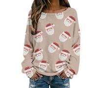 RLEHJN Weihnachts Sweatshirt Damen,Lustig Weihnachtspullover Bunter Weihnachtsbaum Glitzer Druck Weihnachtspulli Oversized Christmas Sweater Rundhals Weihnachten Pullover Bequem Strickpullover