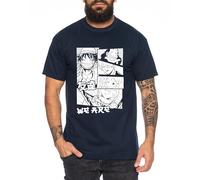 RLSNZ - Herren T-Shirt Straw Hat Luffy Zoro One Monkey D. Pirat Ace Piece Goku Anime Ruffy, Größe:3XL, Farbe:Dunkelblau