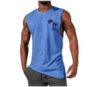 RMBLYfeiye Achselshirts Herren Rundhals Palm Druck Funktionsshirt Ärmellos Bodybuilding Tank Top Regular Fit Muskelshirts Fitness Trägershirt Basic Gym Top Oversized Sport Shirt Männer