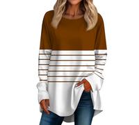 RMBLYfeiye Angebote des Tages Heute Blusenshirt Damen Glitzer Oberteile Damen Damen Hemd Long Sleeve Gestreifter Druck Oversized Sweatshirt Rundhals Pulli Casual Laufshirt Bluse Schwarz Damen S